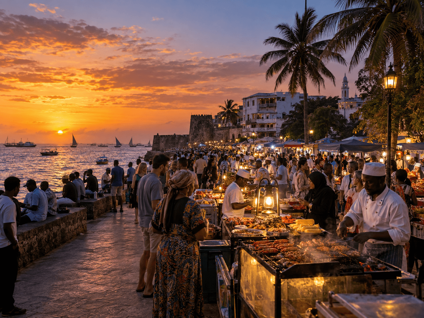 Forodhani waterfront at sunset